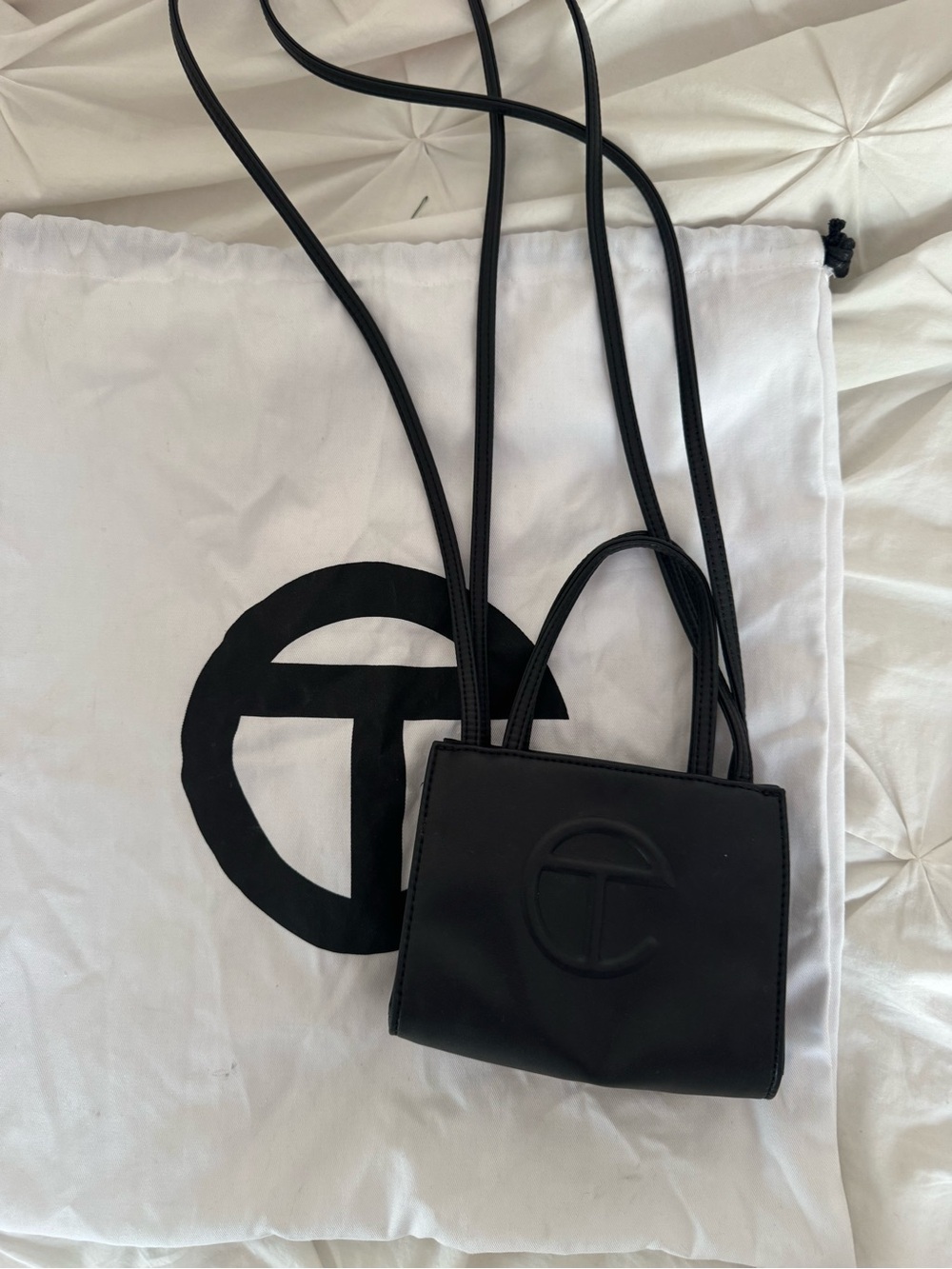 Telfar Black Small Shopping Bag with Embossed Logo
